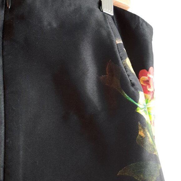 Size 10 Elegant Black Floral Summer Midi Evening Party Office Midi Skirt - Picture 8 of 9